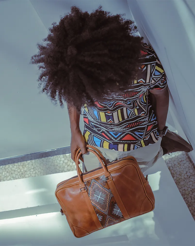 Elegant Light Brown Leather Handbag Made in Addis Ababa